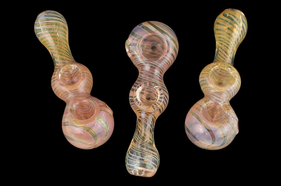4ct 4" Double Bowl Spiral Fuming Hand Pipe