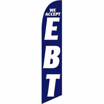 We Accept EBT Windless Business Bow Swooper Feather Flag No Pole