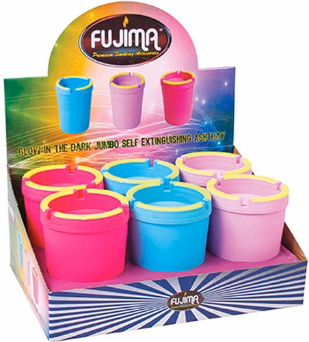 Fujima Jumbo Glow in the Dark Self Extinguishing Cup Holder Ashtray 6pk