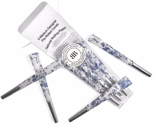 Beautiful Burns 8pk Pre-Rolled 98mm Designer Cones - China Blue