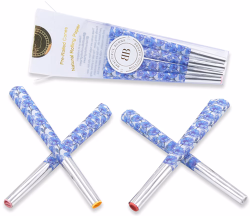 Beautiful Burns 8pk Pre-Rolled 98mm Designer Cones - Himalayan Blue