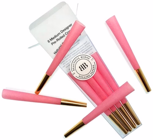 Beautiful Burns 8pk Pre-Rolled 98mm Designer Cones - Power Pink