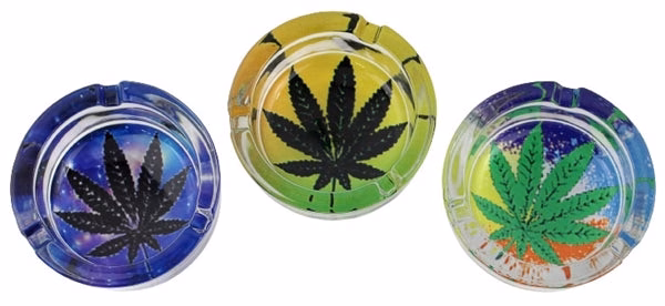 Fashion Glass Ashtray - Leaves 6pk