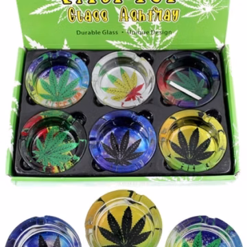 Fashion Glass Ashtray - Leaves 6pk