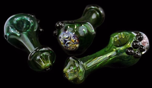 4ct 4" Flower Head Art Marble Rim Hand Pipe
