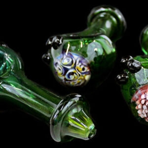 4ct 4" Flower Head Art Marble Rim Hand Pipe