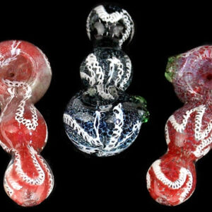 4ct 4" Frit Color Roped Bubble Spoon Hand Pipe