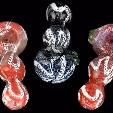 4ct 4" Frit Color Roped Bubble Spoon Hand Pipe