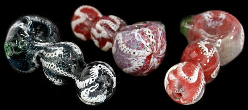 4ct 4" Frit Color Roped Bubble Spoon Hand Pipe