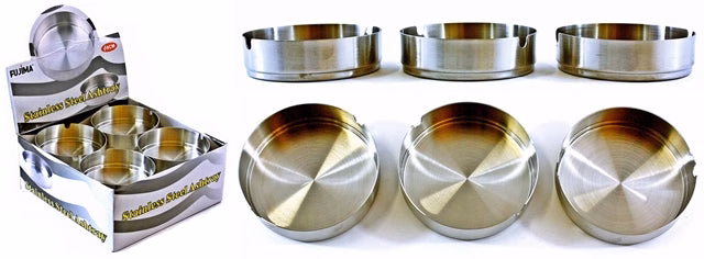 12ct 3.5" Fujima Stainless Steel Ashtray