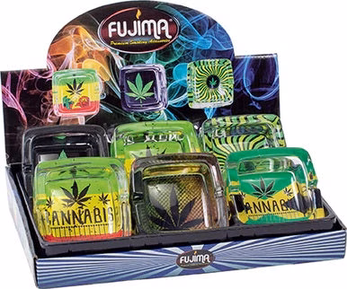 Leaf Design Glass Square Ashtray 6pk