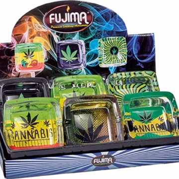 Leaf Design Glass Square Ashtray 6pk