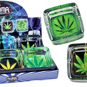 Glass Square Ashtray 6pk - Leaves