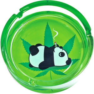 6.25" Toking Panda Leaf - Large Glass Ashtray