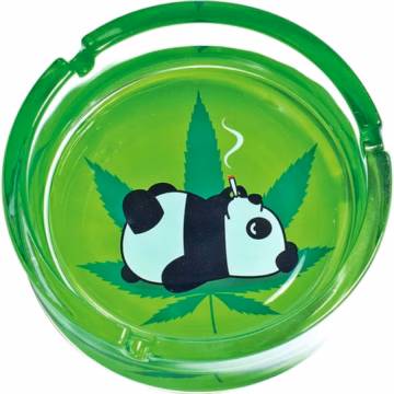 6.25" Toking Panda Leaf - Large Glass Ashtray