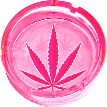 6.25" Pink Kush Leaf - Large Glass Ashtray