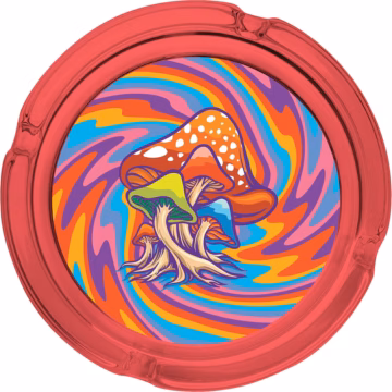 6.25" Red Trippy Mushroom - Large Glass Ashtray