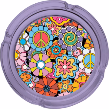 6.25" Purple Hippie Flower - Large Glass Ashtray