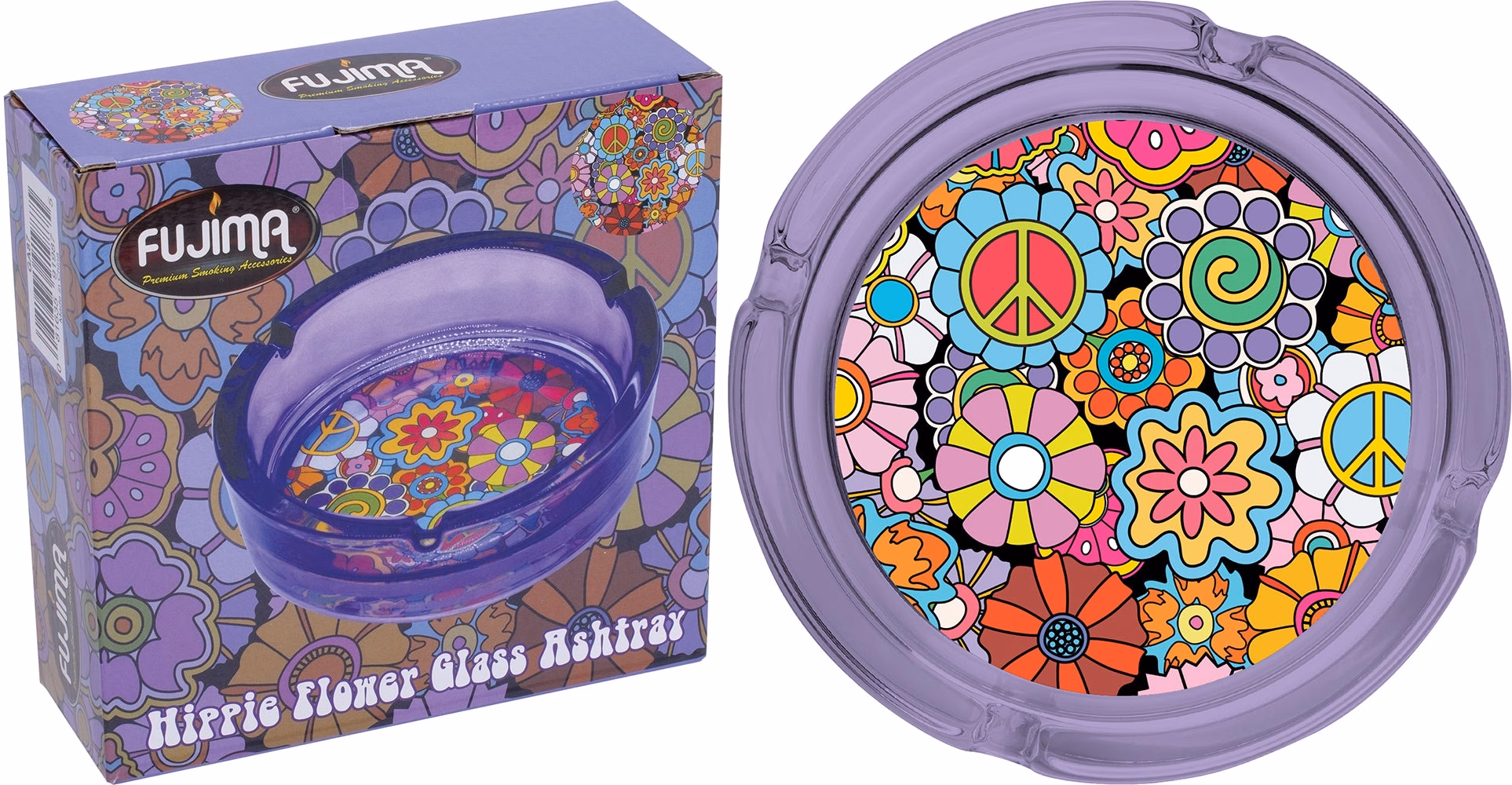 6.25" Purple Hippie Flower - Large Glass Ashtray