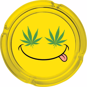 6.25" Yellow Smiley Leaf - Large Glass Ashtray