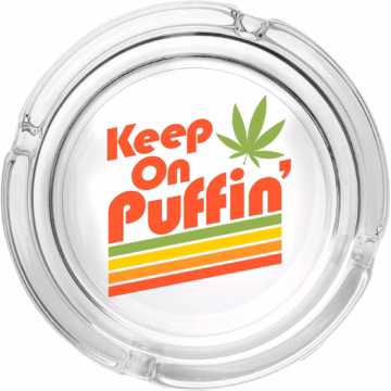 6.25" Keep On Puffin - Large Glass Ashtray