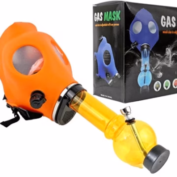 Gas Mask Acrylic Water Pipe With Box - Orange