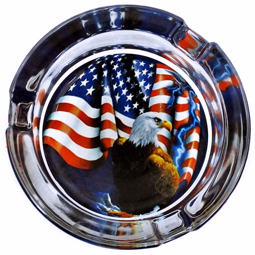 Glass Ashtray - Eagle Flag Design 6ct