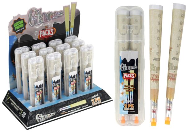 Glones Pre Rolled Cones with Glass Tips - 2pk King Size