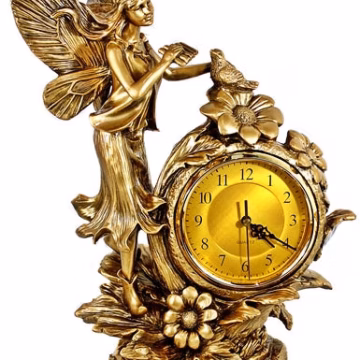 Gold Clock - An Angel and Dove