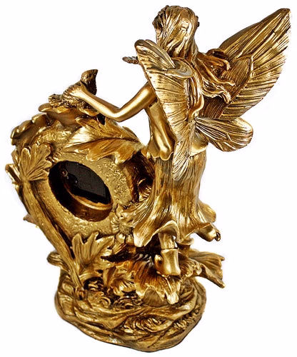 Gold Clock - An Angel and Dove