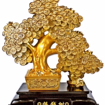 16" Gold Money Tree Statue