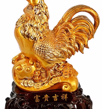 16" Gold Rooster Statue