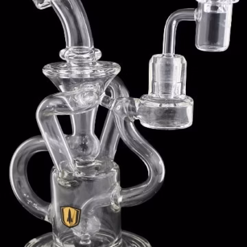 9" Stratus Glass Triple Tube Recycler with Banger and Carb Cap HK436