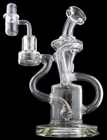 9" Stratus Glass Triple Tube Recycler with Banger and Carb Cap HK436