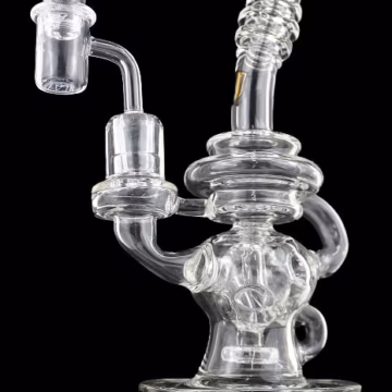 8" Stratus Glass Fab Egg UFO Perk Recycler with Banger and Carb Cap
