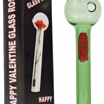 24ct Happy Valentine Glass Rose - Green