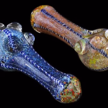 2ct 4.5" Heavy Frit Roped Marble Hand Pipe