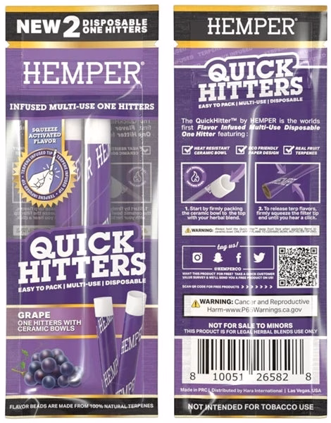 Hemper Quick Hitters - Multi-Use Disposable One Hitters 20pk - Grape