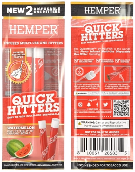 Hemper Quick Hitters - Multi-Use Disposable One Hitters 20pk - Watermelon