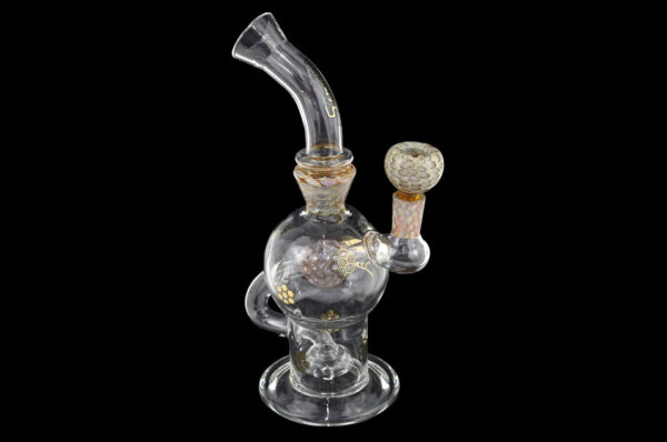 8" Stratus Glass Honeycomb Heart Recycler Water Pipe - Image 2