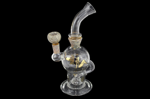 8" Stratus Glass Honeycomb Heart Recycler Water Pipe - Image 3