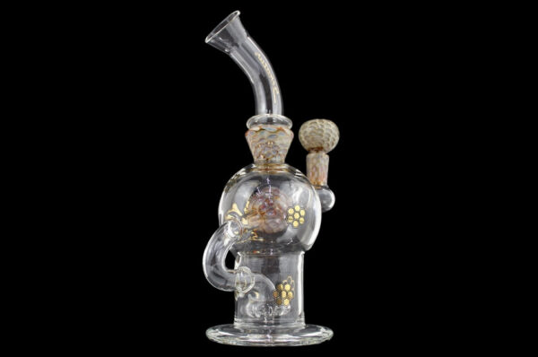 8" Stratus Glass Honeycomb Heart Recycler Water Pipe - Image 4