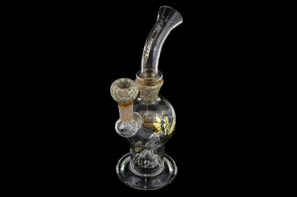 8" Stratus Glass Honeycomb Heart Recycler Water Pipe - Image 5