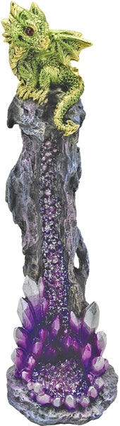 Upright Dragon Polystone Crystal Tower Incense Burner