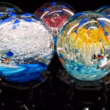 Glass Art Sea Ball With Stand