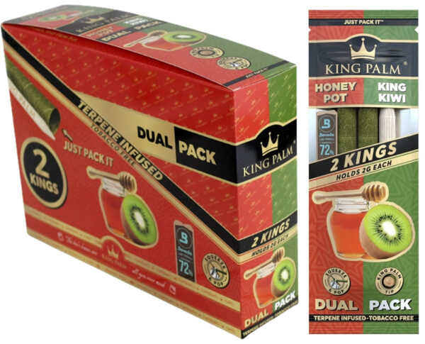 King Palm Dual Honey Pot King Kiwi - 2x20pk - King Size Rolls - Image 6