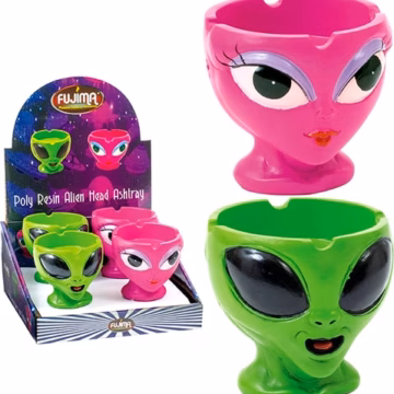 Poly Resin Alien Head Ashtray 4pk