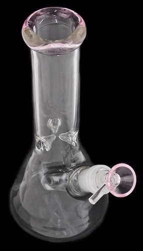 8" Color Rim Glass On Glass Beaker Water Pipe - Image 3