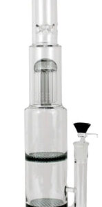 19" Triple Perk Honeycomb Tree Color Art Straight Water Pipe