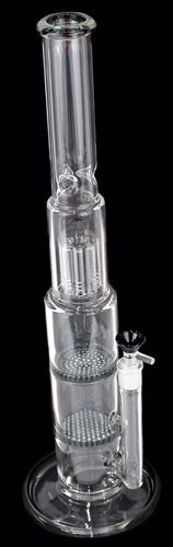 19" Triple Perk Honeycomb Tree Color Art Straight Water Pipe